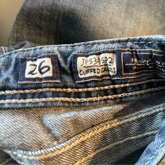 Miss Me Cuff Capris with silver rhinestones and lots of bling size 26 distressed - Picture 8 of 15